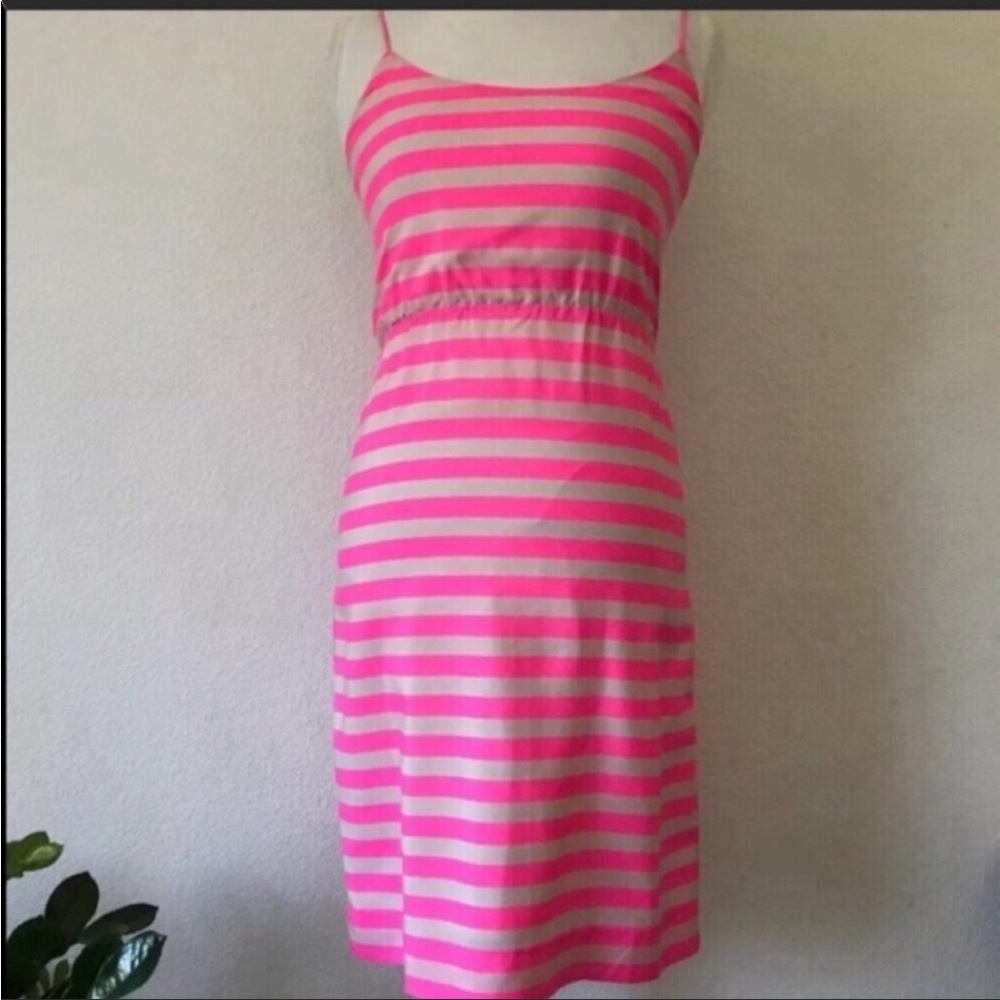 J. Crew Pink Stripe Silk Blouson Dress